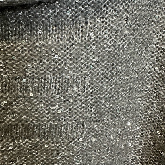 Chico’s Sweater Women’s sz. 0 (SMALL) Gray Sequined‎ Cowl Neck 1/2 Sleeve - Picture 7 of 8